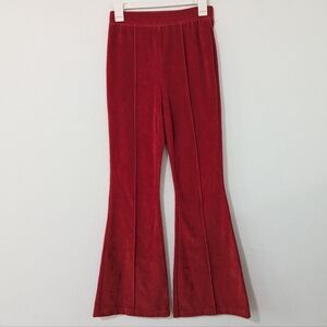 Aerie Groove-On Velour High Waisted Flare Pant Pull On Ribbed Red Size XS